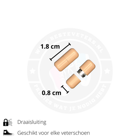 Elastische schoenveters met draaisluiting - Beige